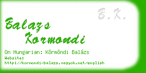 balazs kormondi business card